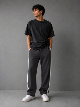 Pantalón Combinado - Gris Oscuro Blanco - gris-oscuro-blanco-1.png